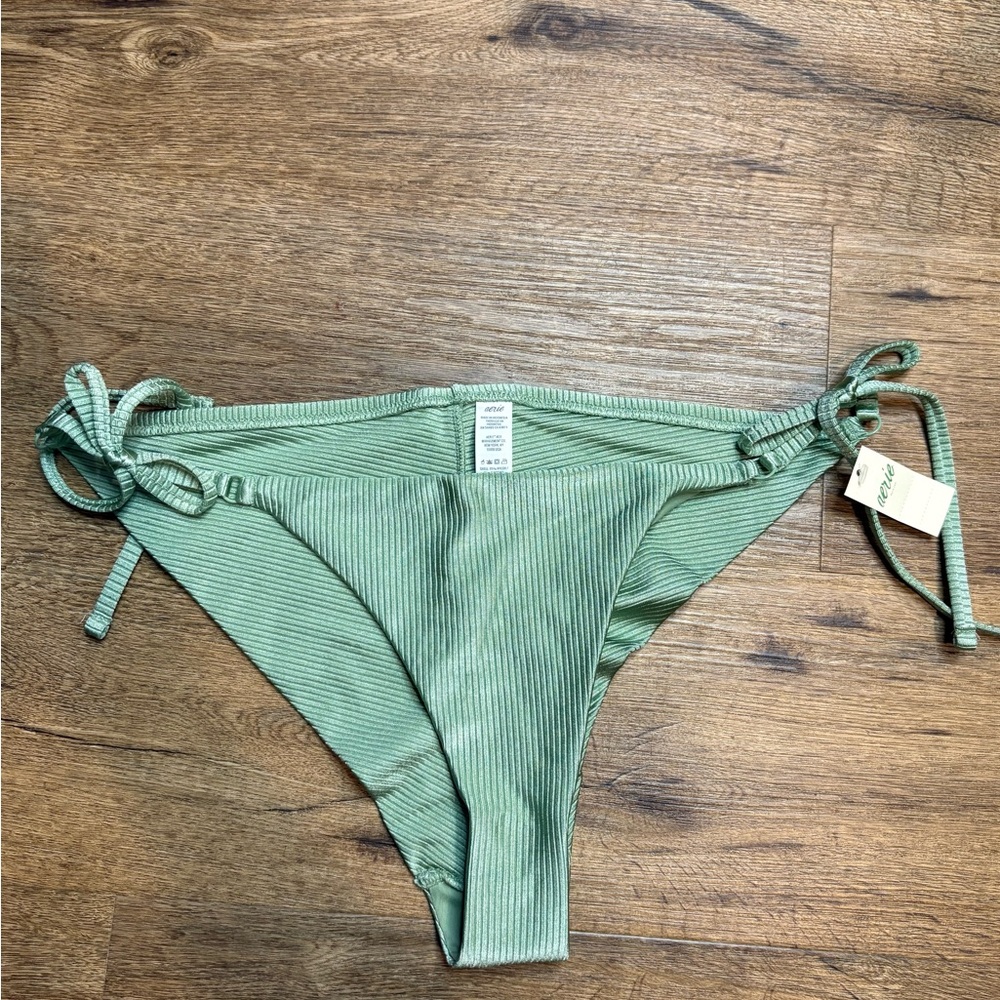Aerie Sage Ribbed Bikini Bottom